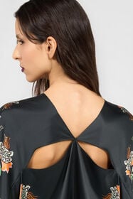 RC Vestido Caftán De Seda Con Estampado Kimono GREEN/BLACK XQT181-RYT25