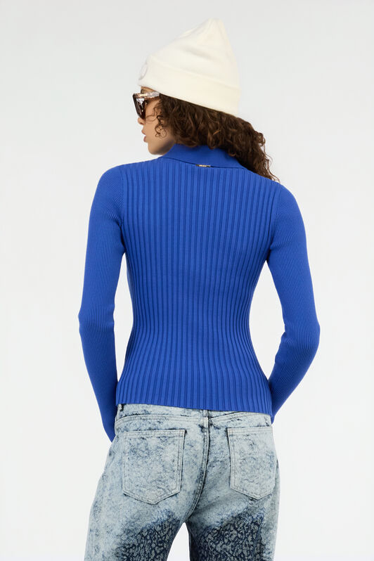 JC Blue Ribbed Zip-Up Sweater JC Blue Ribbed Zip-Up Sweater MAZARINE BLUE VFM037-VF293