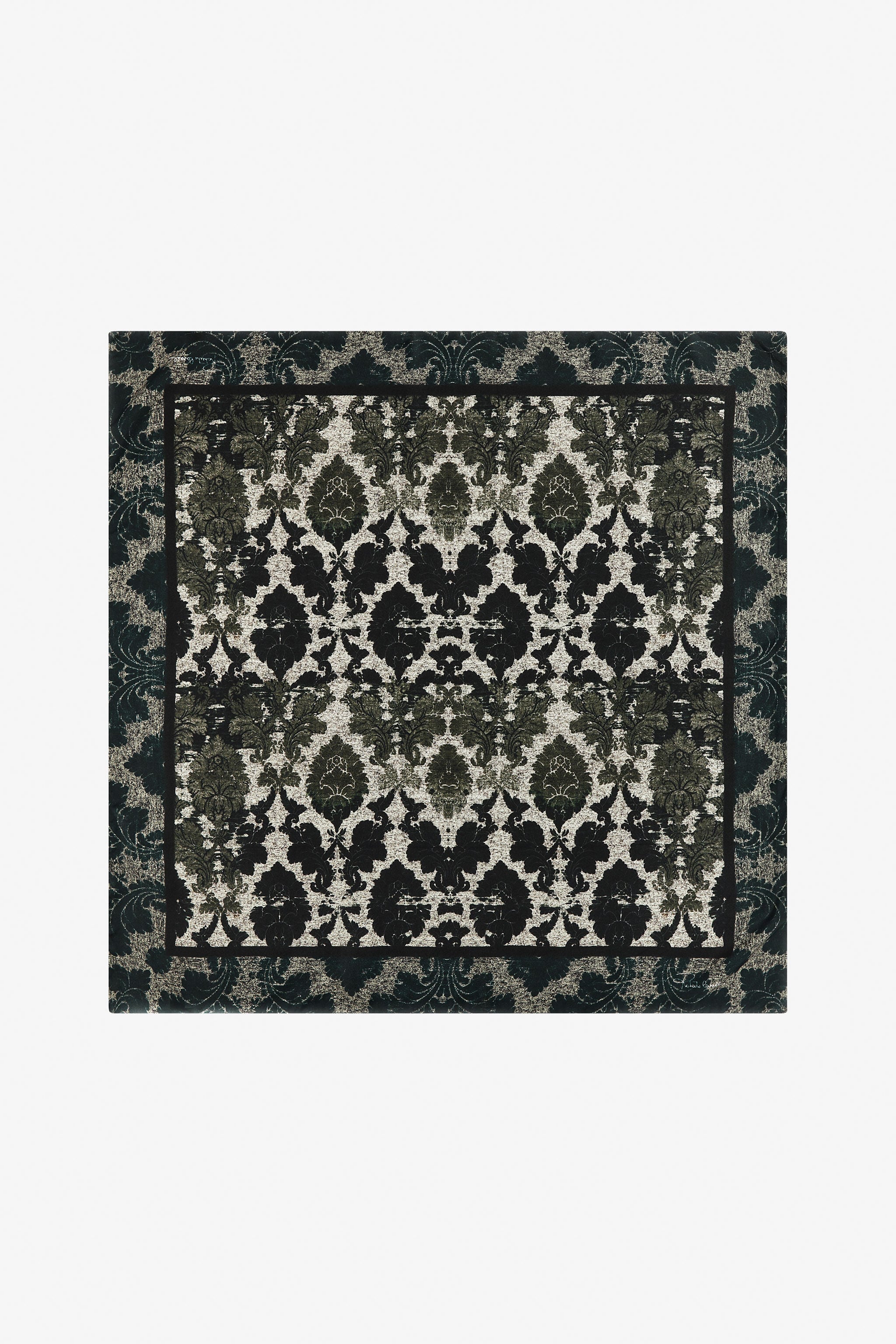 RC Silk Scarf with Brocade Print White/Black TALR58-IR075