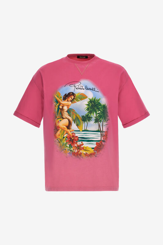 RC Hawaii print t-shirt Fucsia SRT62B-JD060
