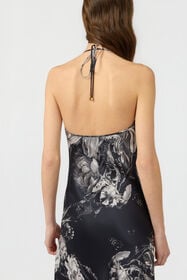 RC Dress in Silk with Fiammingo Flowers Print BLACK/GREY XWT150-TYT77