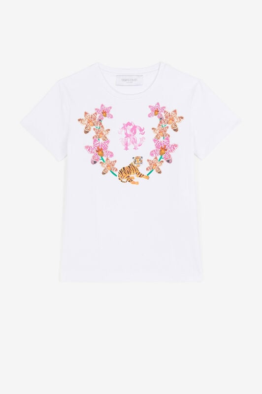 JU Floral logo-print T-shirt JU Floral logo-print T-shirt White QJT658-JV025