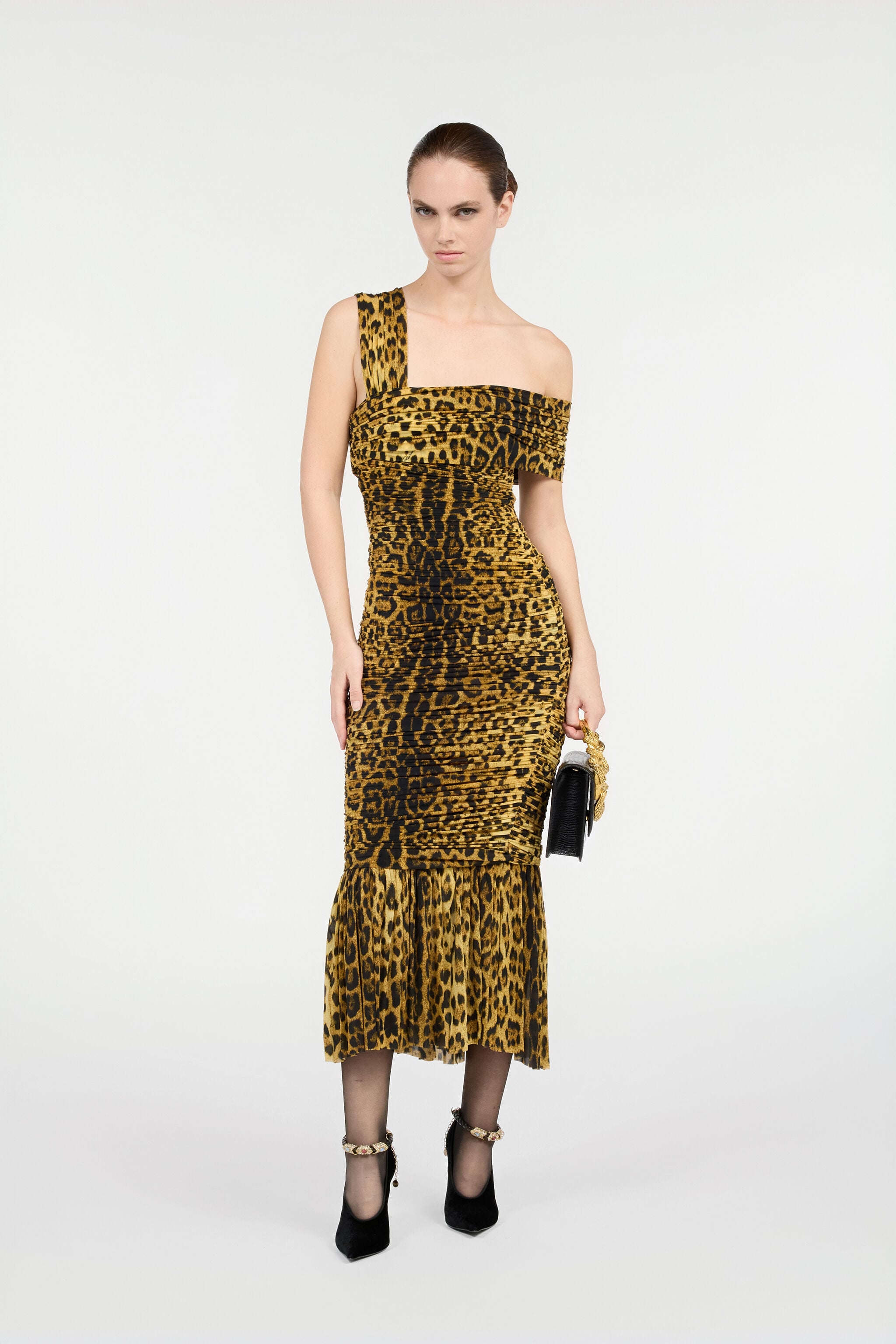 RC Midi Dress With Jaguar Skin Print RC Midi Dress With Jaguar Skin Print Brown VWT123-NCQ71