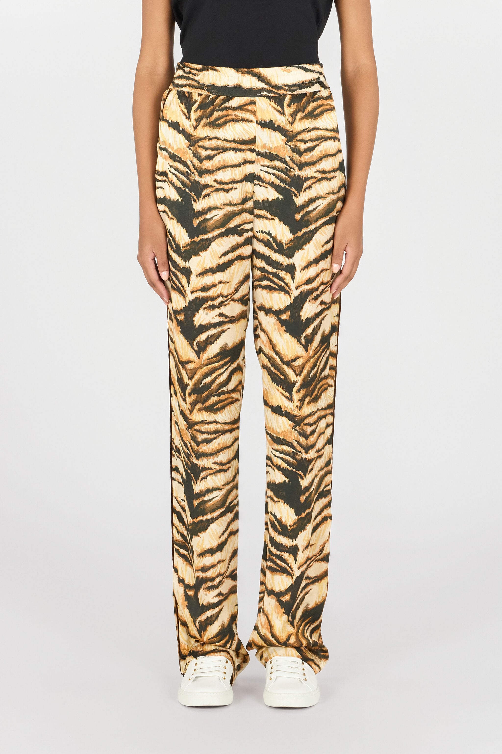 RC High-waisted tiger-print trousers RC High-waisted tiger-print trousers Marrón claro RKT210-SZH36