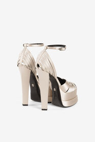RC Caged leather platform sandals Ivory RKS008-FLR01