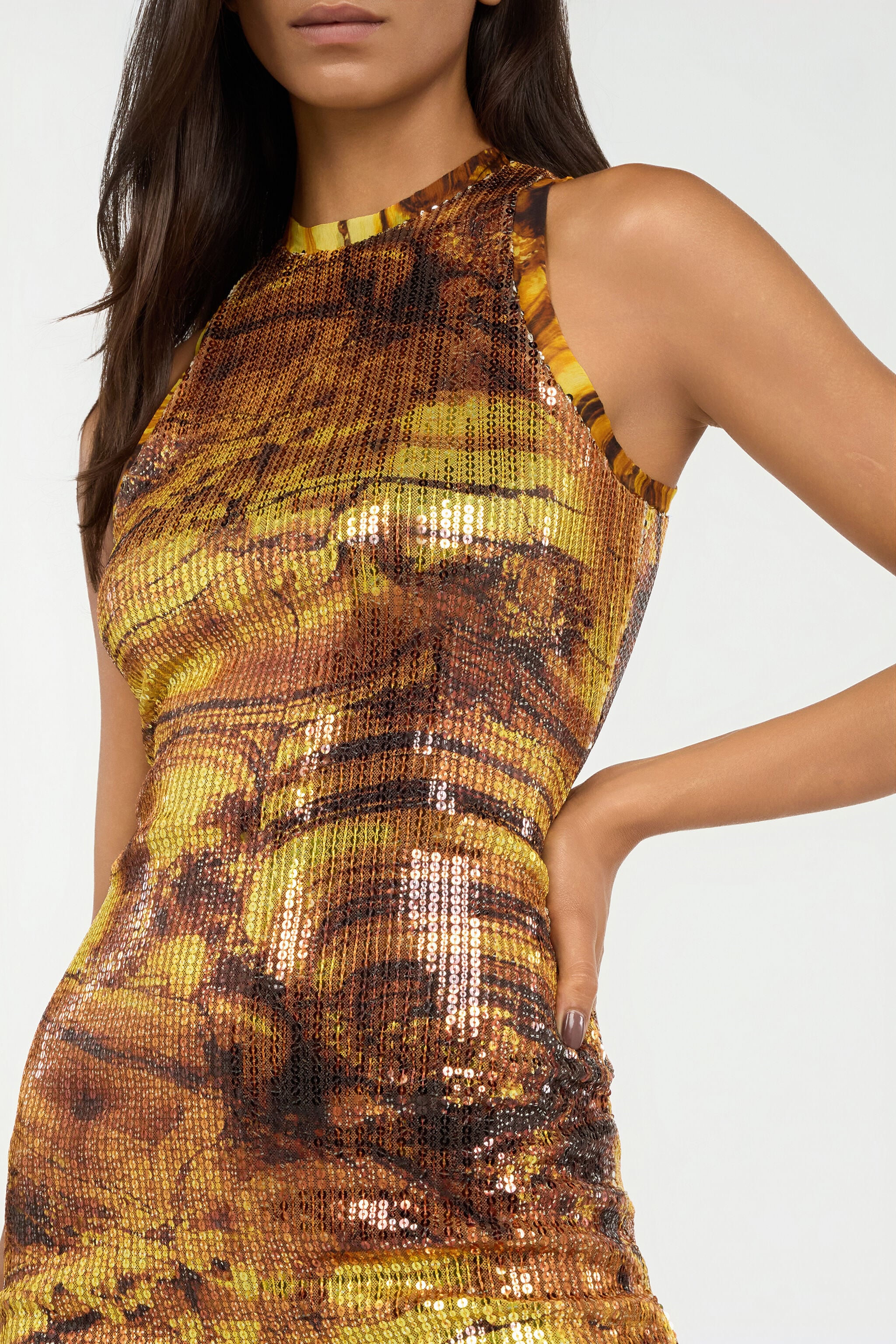 RC Tiger Eye Print Dress Mini RC Tiger Eye Print Dress Mini Yellow VKT170-VXP74