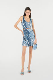 RC Silk Mini Dress With Marble Print Dark blue UKT109-4QN22