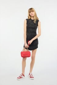 JC Rib-Knit Mini Dress With JC Monogram Black UFT163-UF229