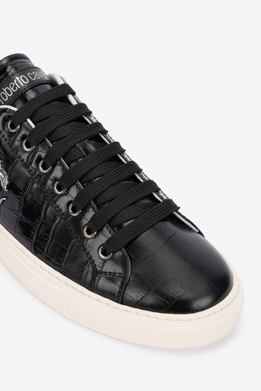 RC Black Croc-Effect Sneaker with Monogram RC RC Black Croc-Effect Sneaker with Monogram RC BLACK QOS00C-PZ577