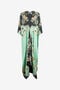 RC Robe Caftan En Soie Avec Imprimé Kimono RC Robe Caftan En Soie Avec Imprimé Kimono GREEN/BLACK XQT181-RYT25