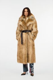 RC Brown faux fur coat MARRONE VKT505-FT028
