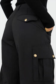 JC Black Cargo Trousers With Gold Buttons JC Black Cargo Trousers With Gold Buttons BLACK VFT152-VF231