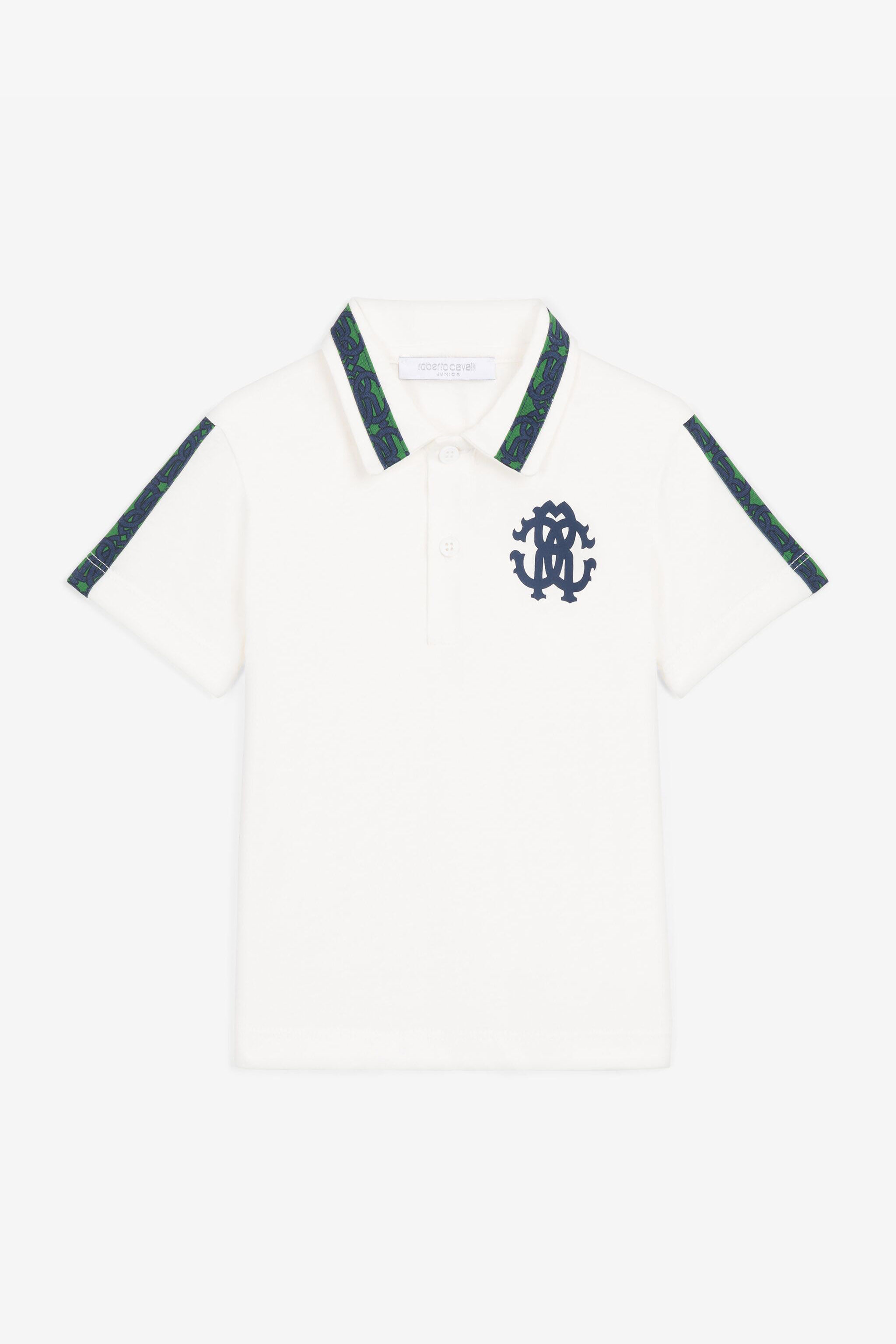 JU RC Monogram-Print Cotton Polo Shirt JU RC Monogram-Print Cotton Polo Shirt White RJT608-JD001
