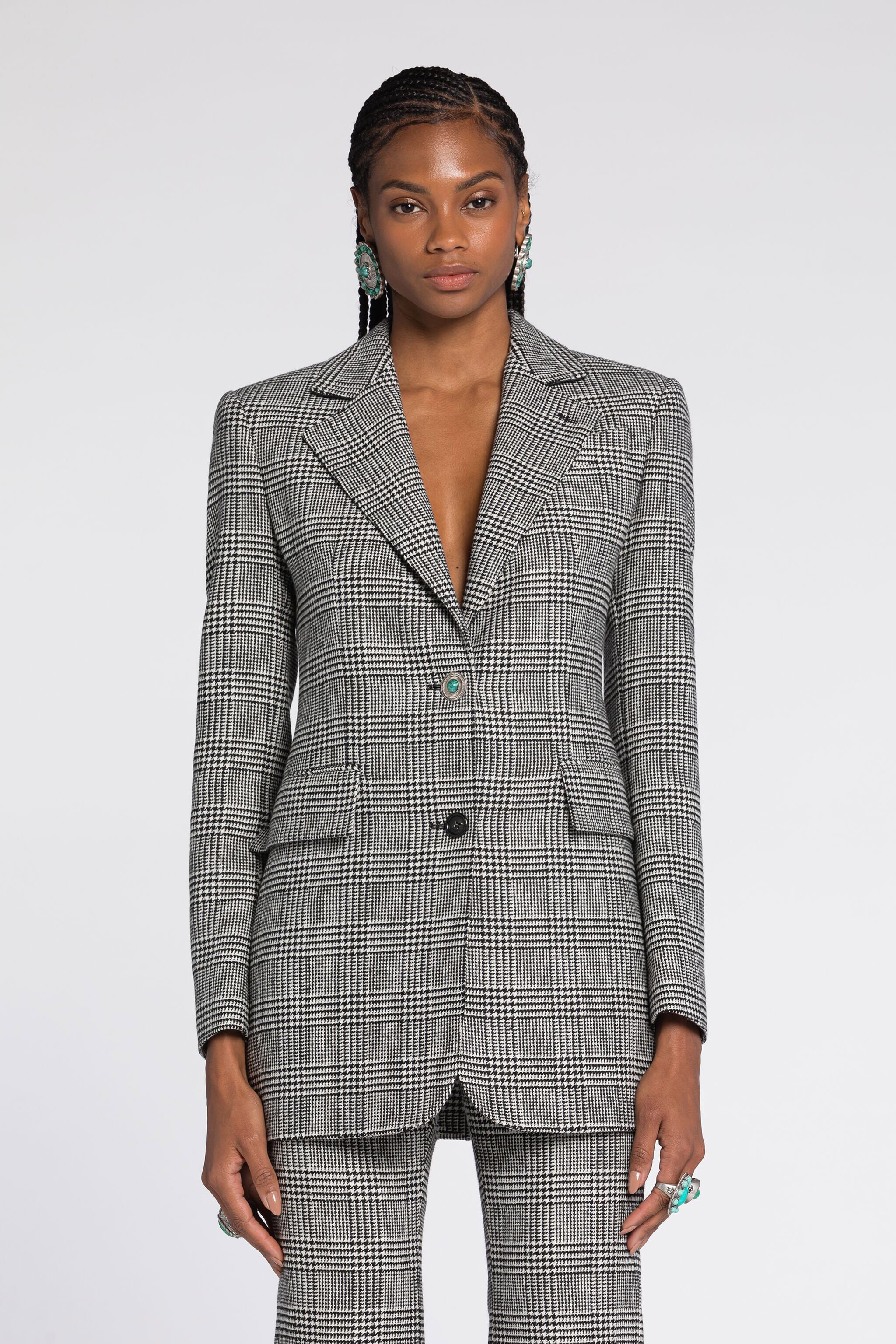 RC Houndstooth Single-Breasted Blazer RC Houndstooth Single-Breasted Blazer Black/White RKT405-GA007