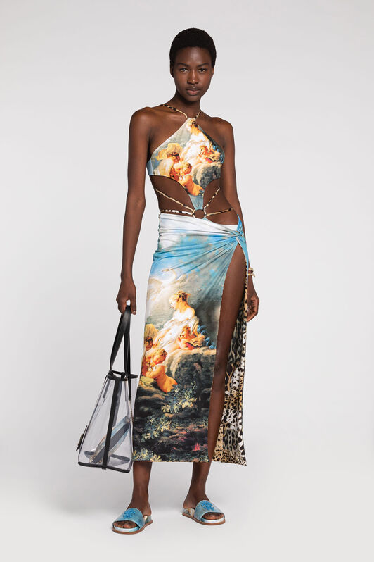 RC Painting-print asymmetric skirt RC Painting-print asymmetric skirt Light blue RYT300-LNG38