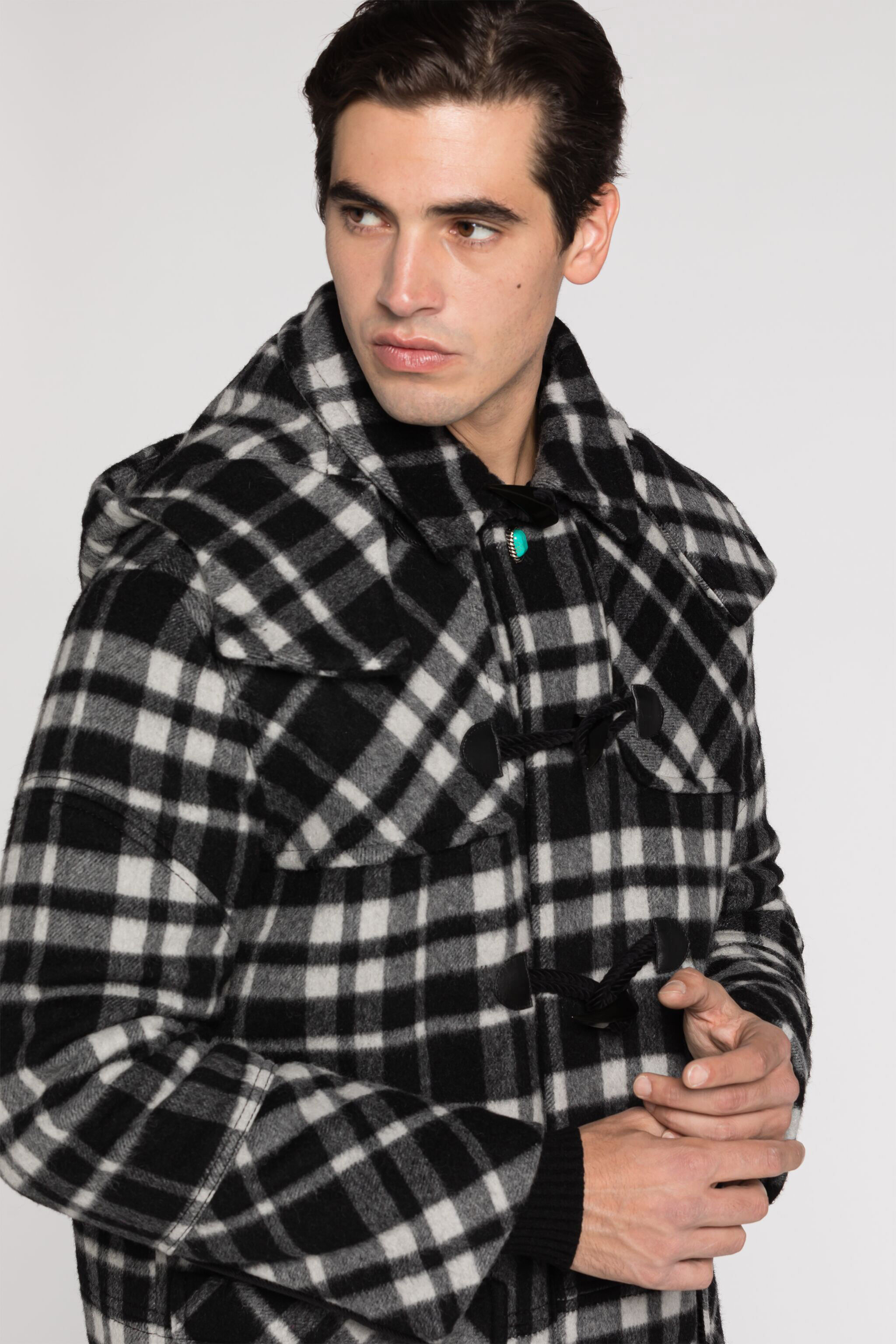 RC Dufflecoat mit Karomuster RC Dufflecoat mit Karomuster Schwarz/Weiß RRT501-FY090