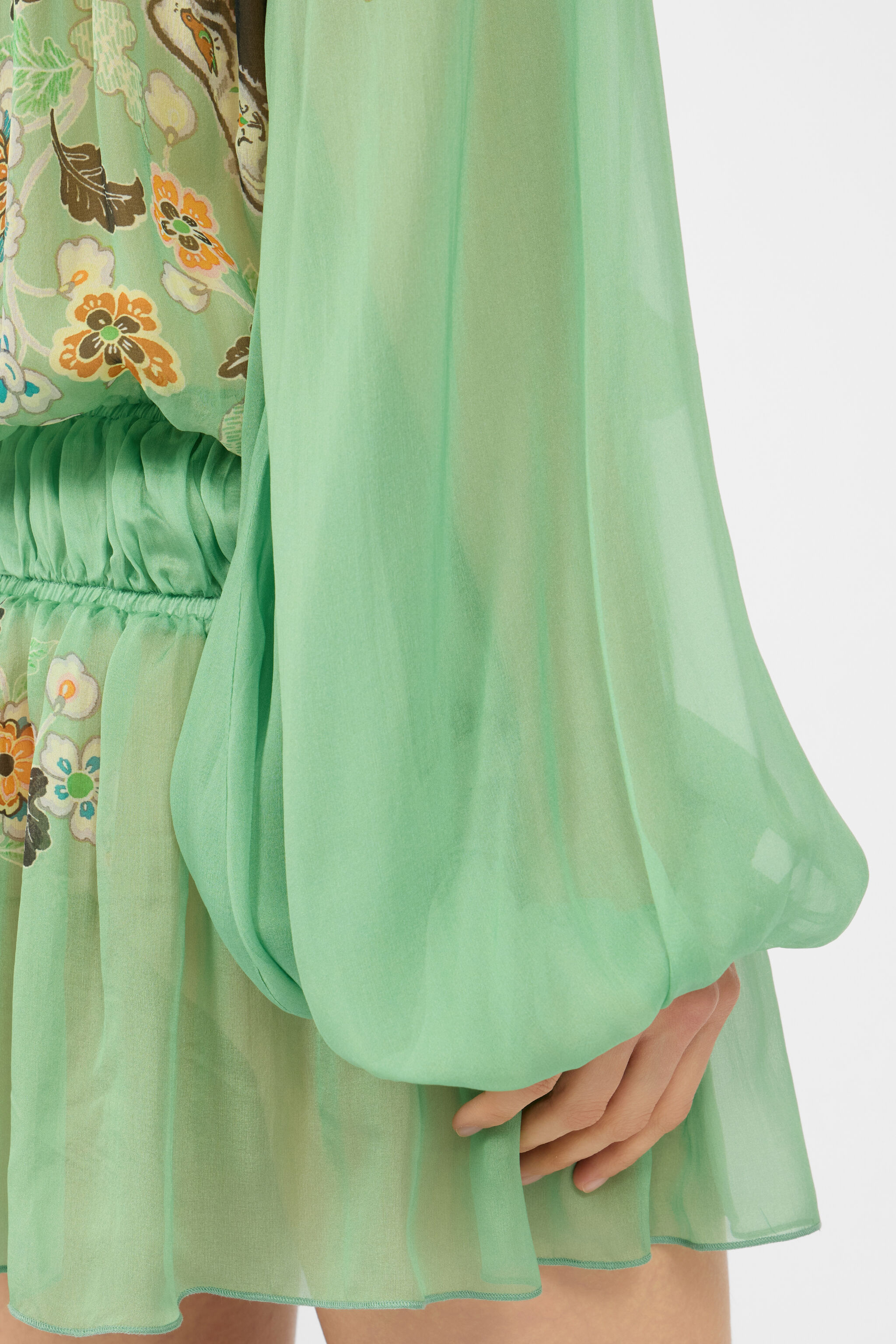 RC Vestido De Gasa De Seda Con Estampado Kimono RC Vestido De Gasa De Seda Con Estampado Kimono GREEN/BLACK XQW037-HNT25