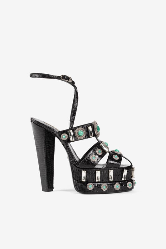 RC Gemstone-detail leather platform sandals RC Gemstone-detail leather platform sandals Black RWS004-PZB62