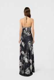 RC Dress in Silk with Fiammingo Flowers Print BLACK/GREY XWT150-TYT77