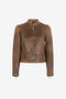 RC Blouson en cuir à ornements Tiger Tooth Marron PQP804-PN007