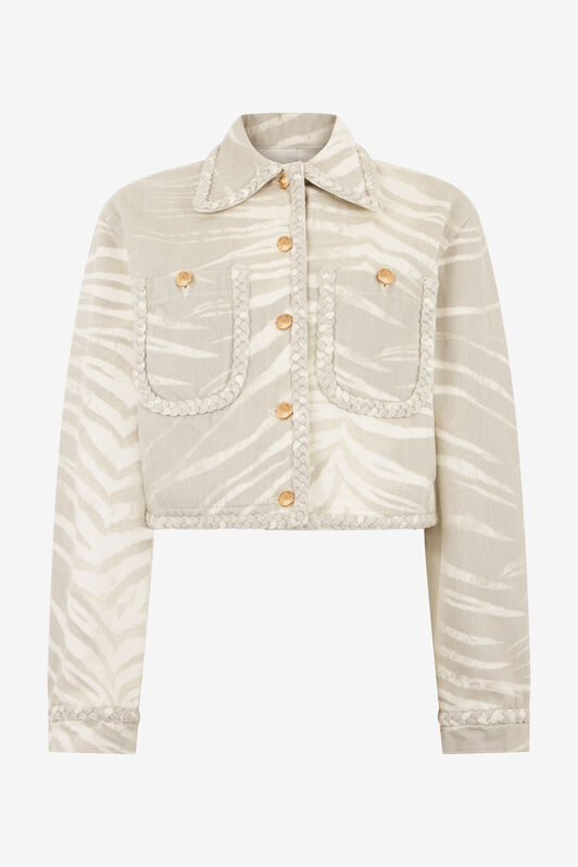 JC Natural Barb Print Jacket JC Natural Barb Print Jacket OFF WHITE WFT347-WF745
