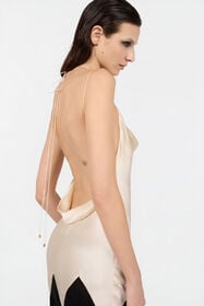 RC Silk Slip Dress AVORIO/NERO XQT135-SE001