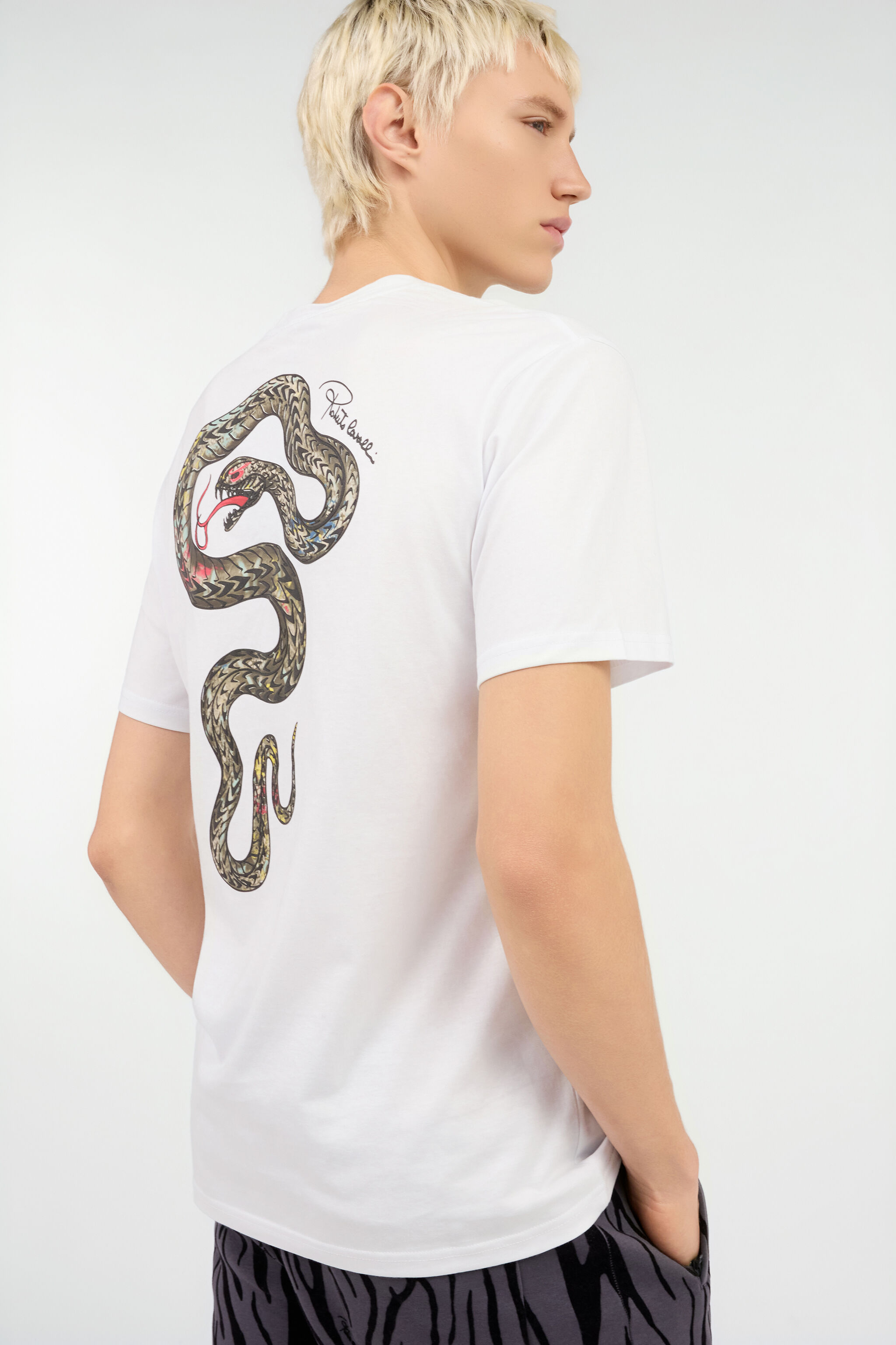 RC Weißes T-Shirt mit Schlangen-Print RC Weißes T-Shirt mit Schlangen-Print WHITE ROT60E-JD065