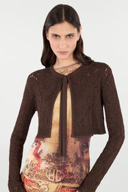 RC Crochet Effect Crop Top RC Crochet Effect Crop Top Brown VKM907-MAC01