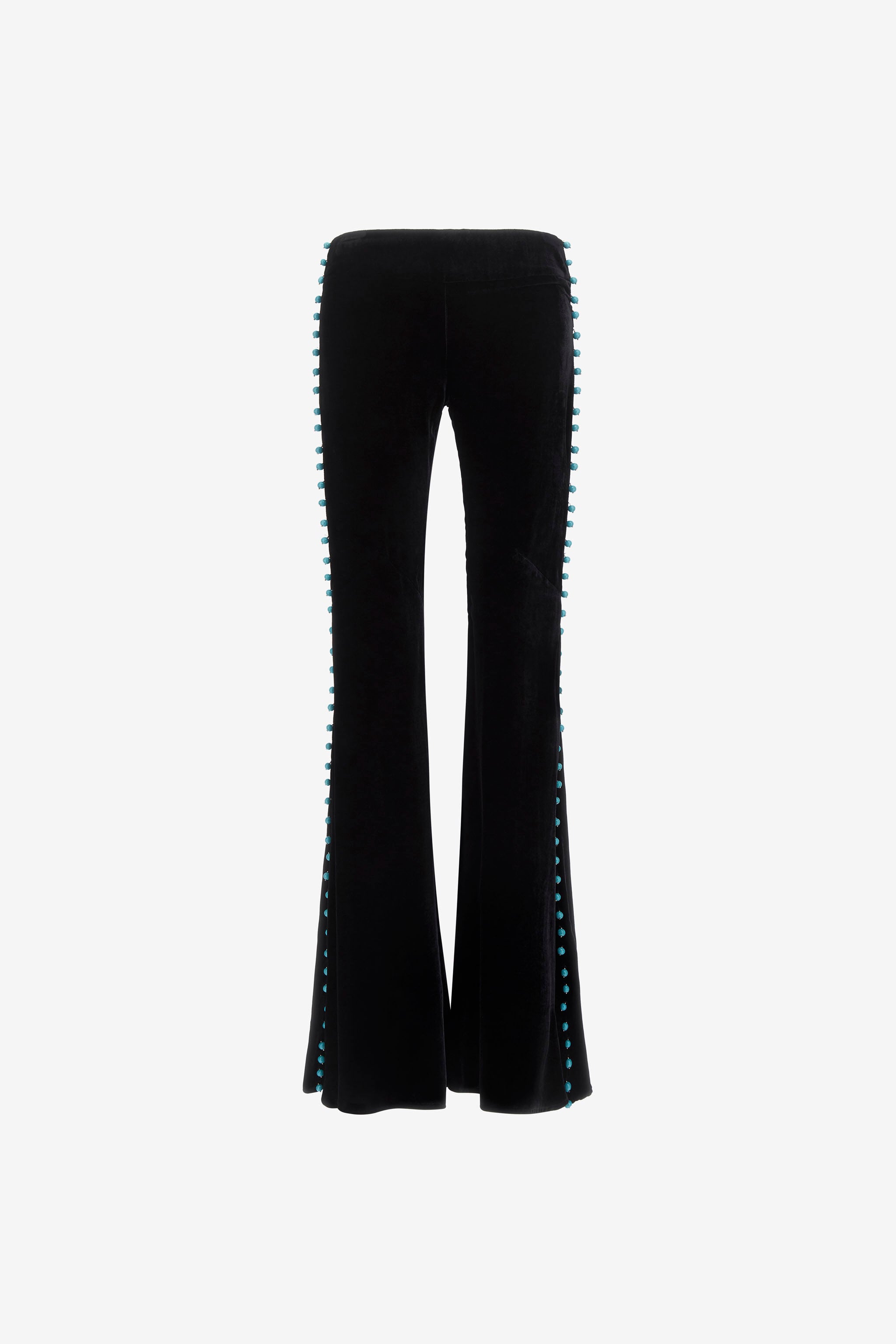 RC Pantalon Évasé en Velours Noir à Perles RC Pantalon Évasé en Velours Noir à Perles Noir RKR200-VL067