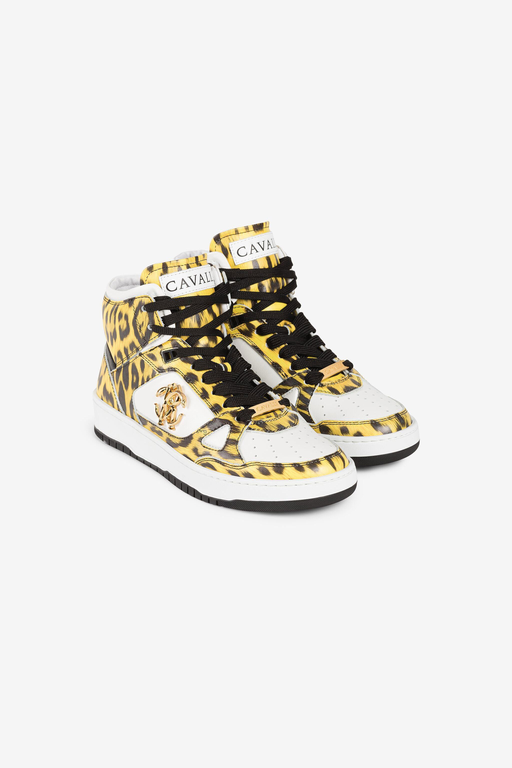 RC Animal-print hi-top basketball sneakers RC Animal-print hi-top basketball sneakers Yellow QKS160-PZA79