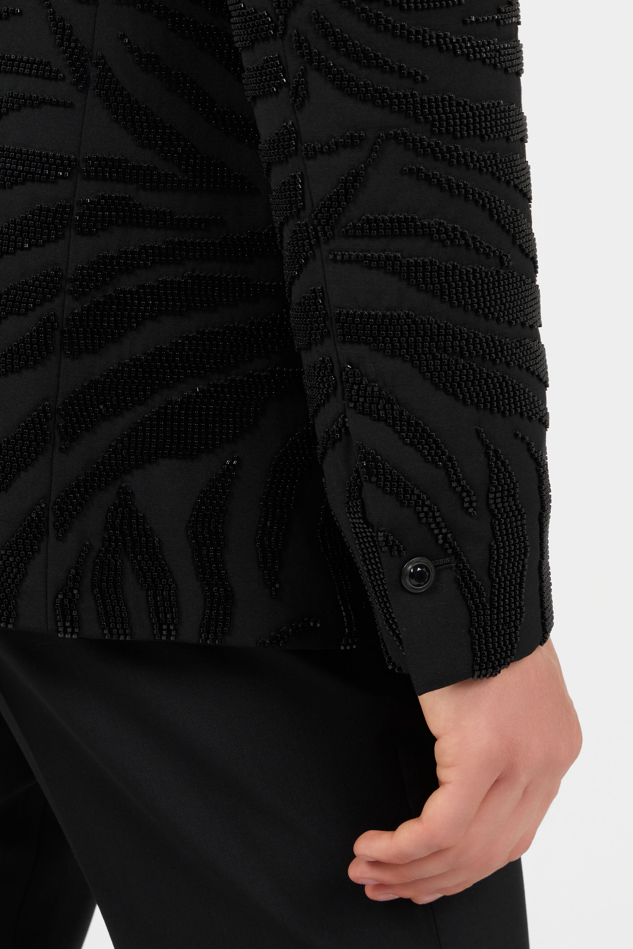 RC Black Beaded Animal-Stripe Blazer RC Black Beaded Animal-Stripe Blazer Black SRT402-VW001