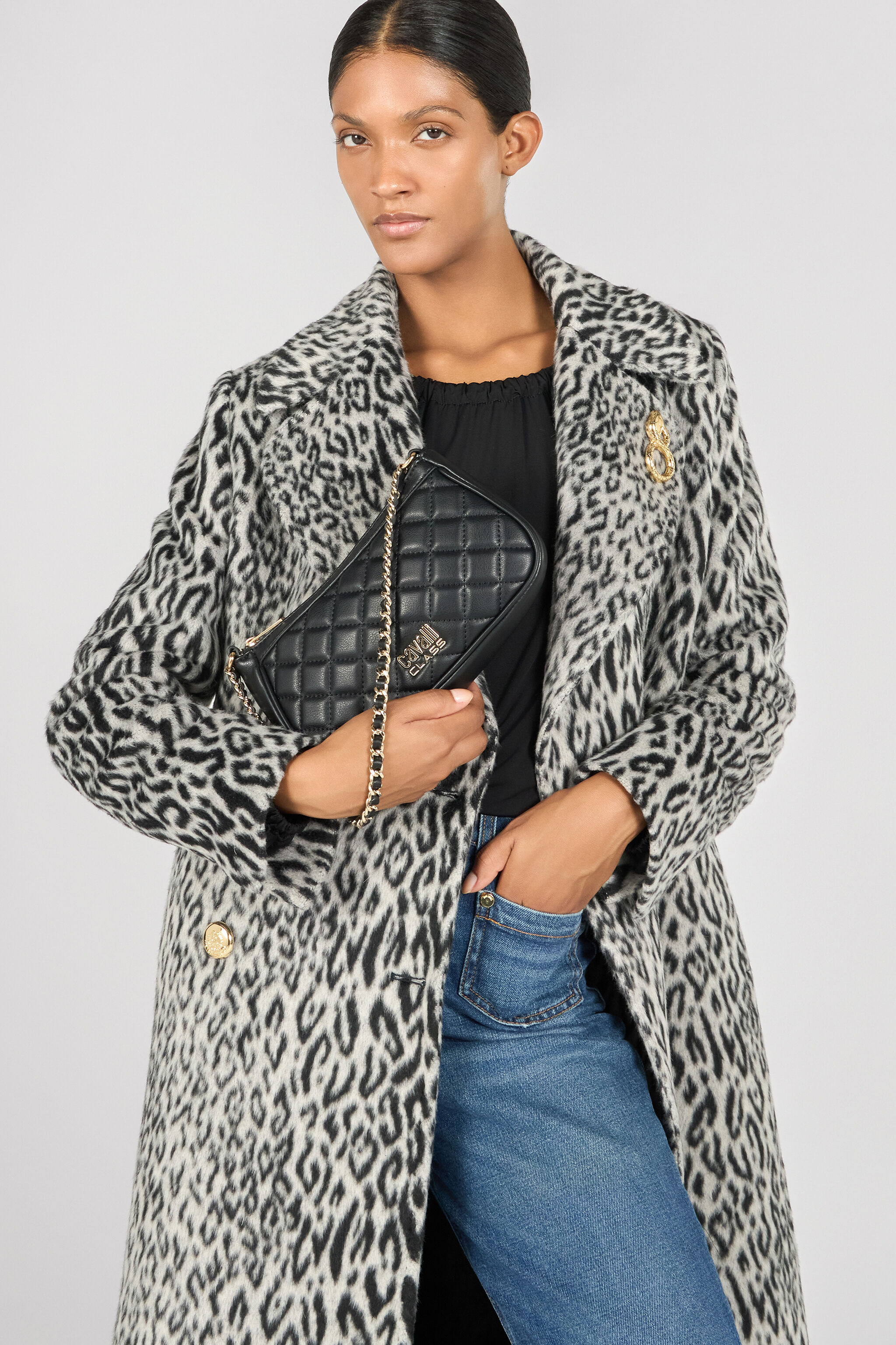 Shoulder bag with Cavalli Class stitching in Black for Women