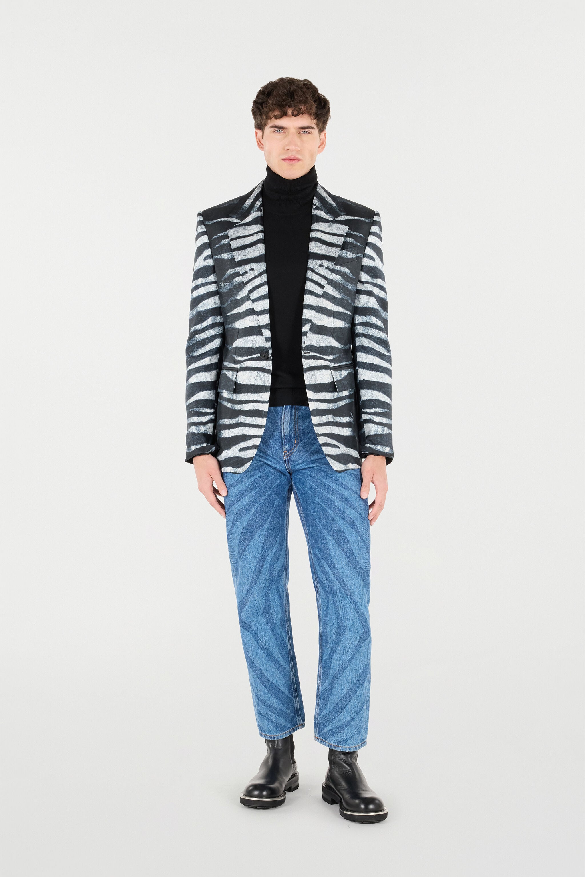 RC Zebra-Print Blazer Black/White URT405-4QN50