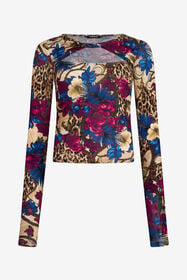 JC Flower Leopard Print T-Shirt 700 BEIGE + 343 CILI VFT209-VF332