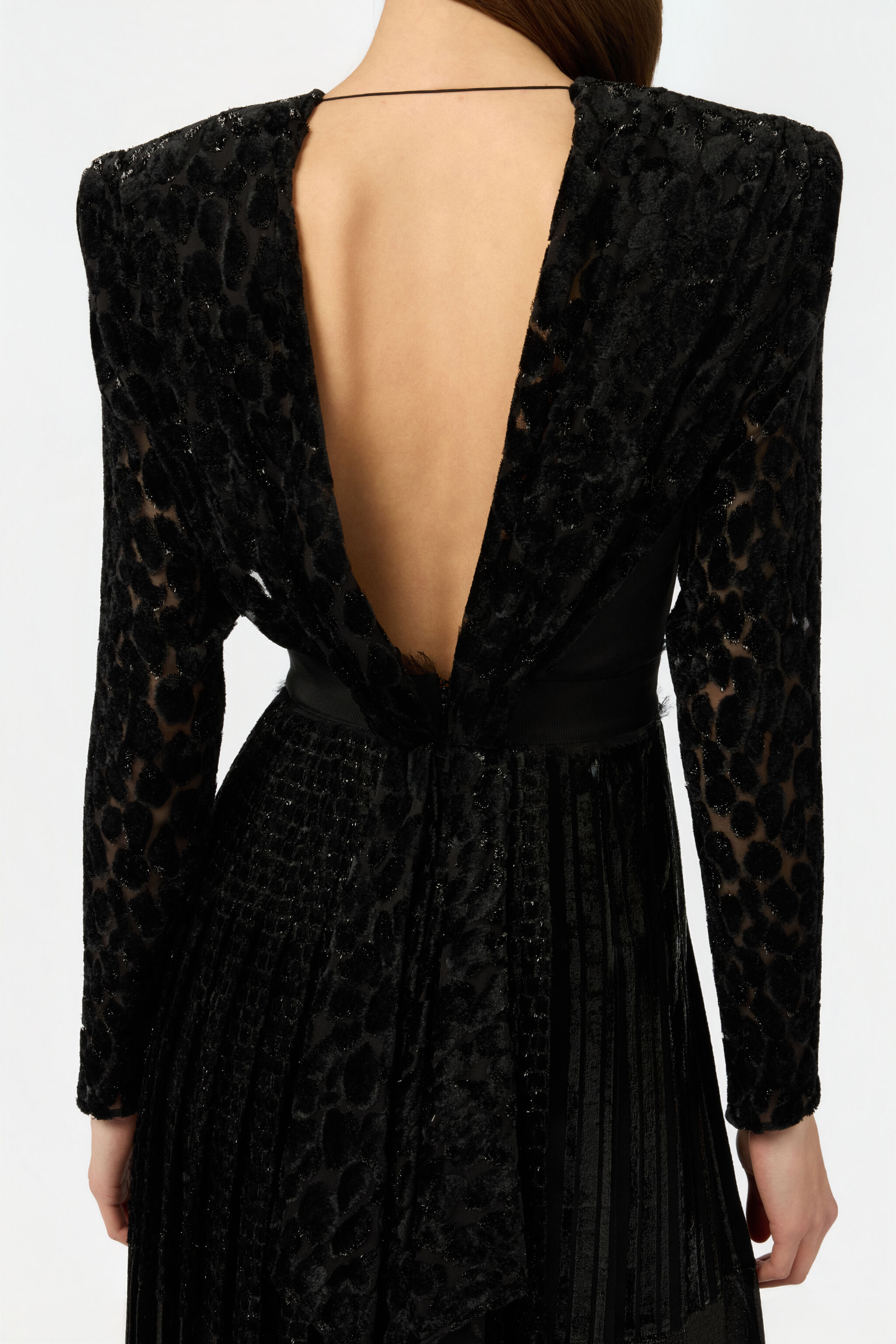 RC Robe Midi Noire En Velours Dévoré RC Robe Midi Noire En Velours Dévoré BLACK XWT110-VL009