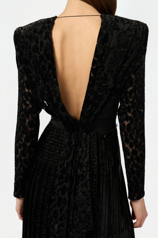 RC Robe Midi Noire En Velours Dévoré RC Robe Midi Noire En Velours Dévoré BLACK XWT110-VL009