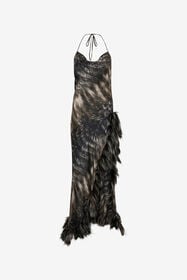 RC Abito in seta con stampa Fur BLACK/BEIGE XWT151-TYT79