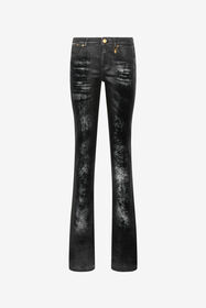 RC Distressed-Effect Python Skin Jeans Black UKJ220-DS003