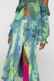 RC Gonna lunga tie-dye plissettata Verde chiaro/Azzurro QKT338-RK007