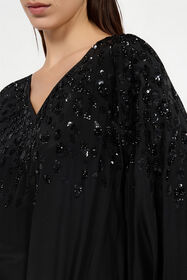 RC Silk Maxi Dress with Embellished Detail NERO/ARGENTO VWR179-SY001