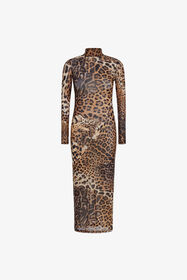 RC Long Tulle Dress with Jaguar Print Brown TKT130-6HG34