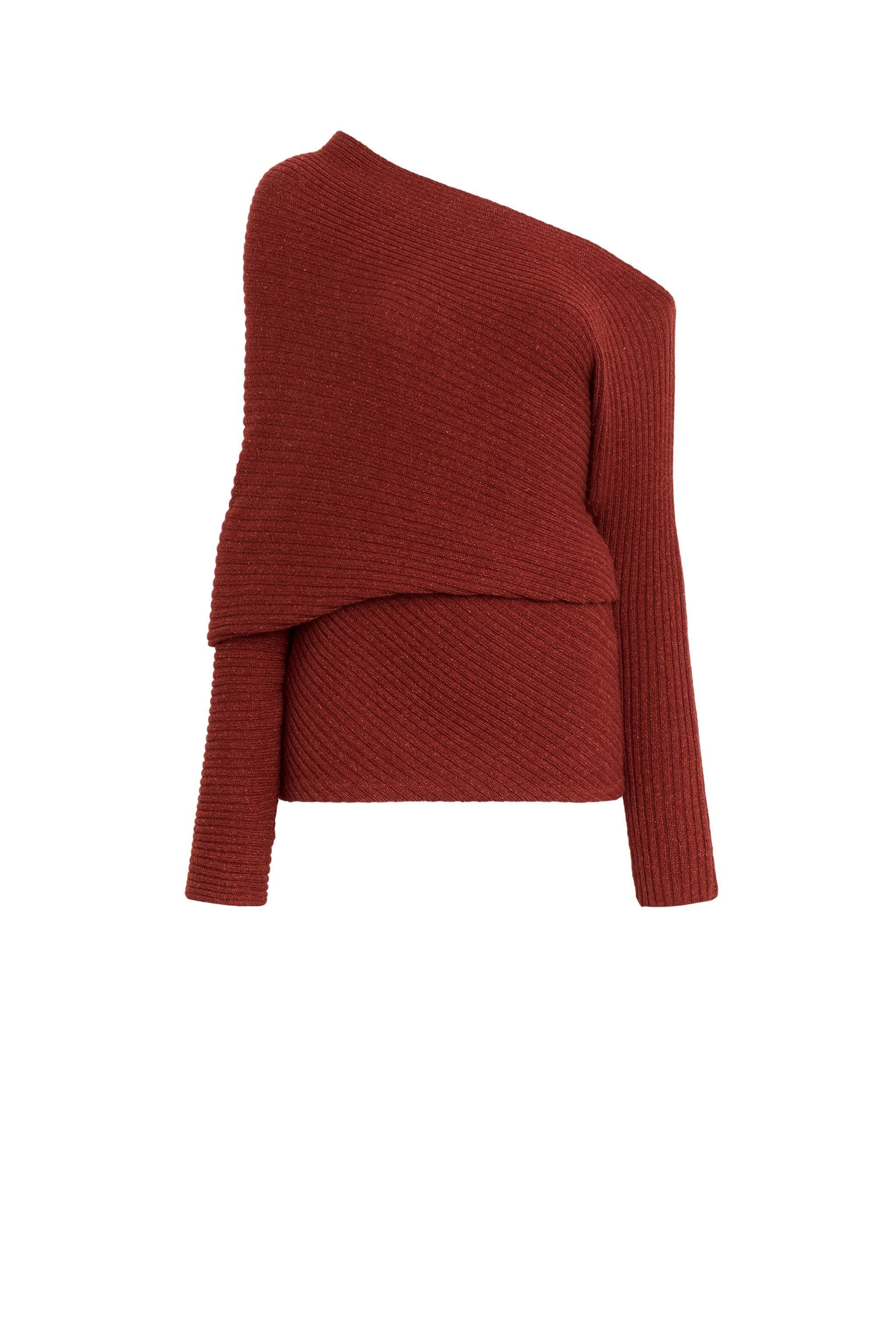 RC Drapierter Pullover in Rippstrick RC Drapierter Pullover in Rippstrick Dunkelrot HQM602-MA010