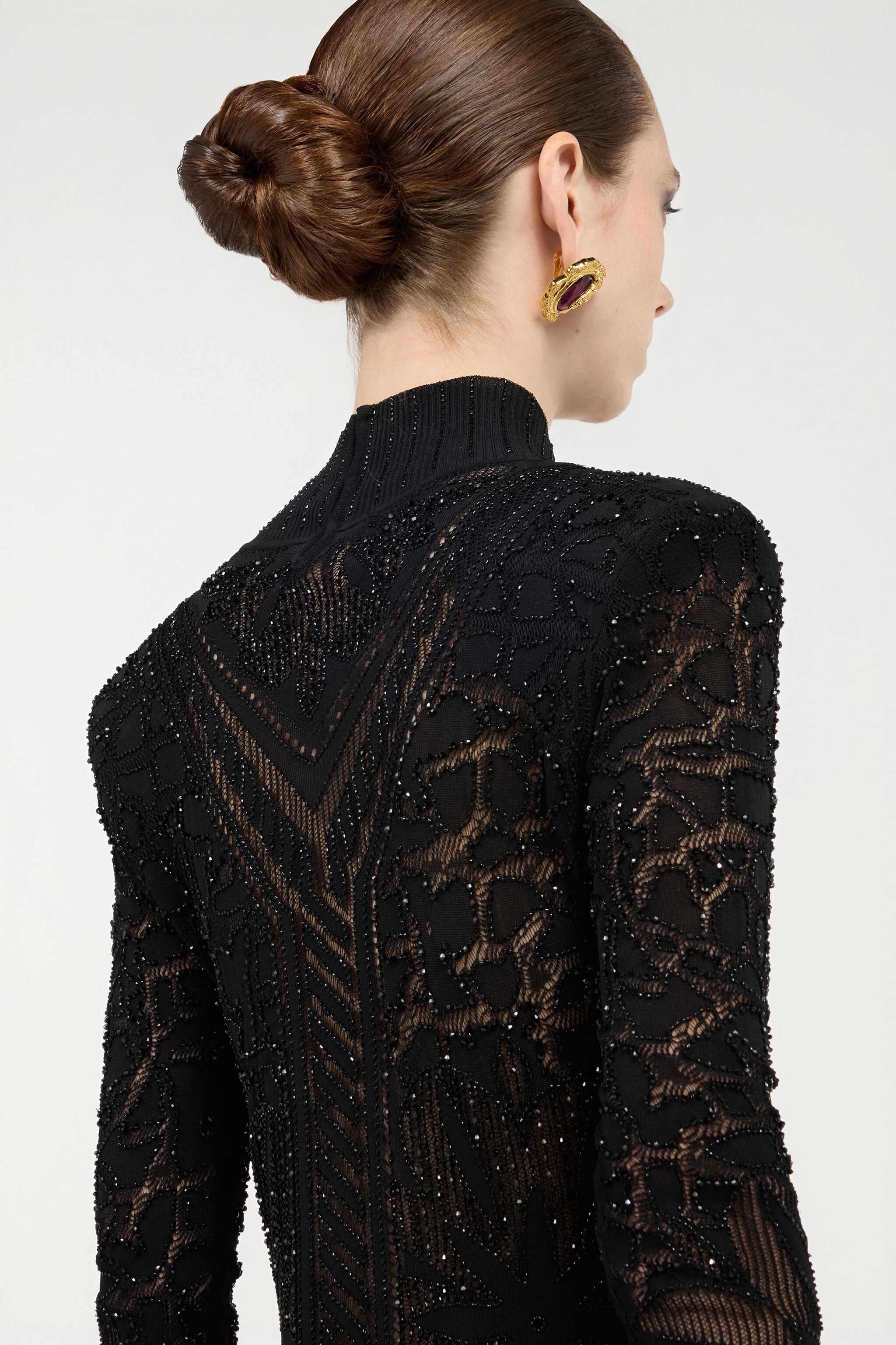 RC Black Mini Dress With See-Through Openwork Pattern Black VWM108-MH014