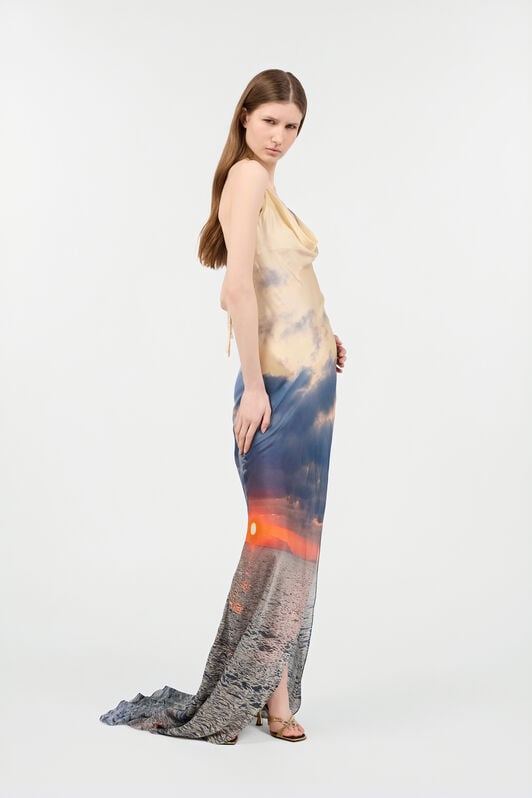 RC Long Dress With Sunrise Print RC Long Dress With Sunrise Print Blue/Orange UWT125-CTN96