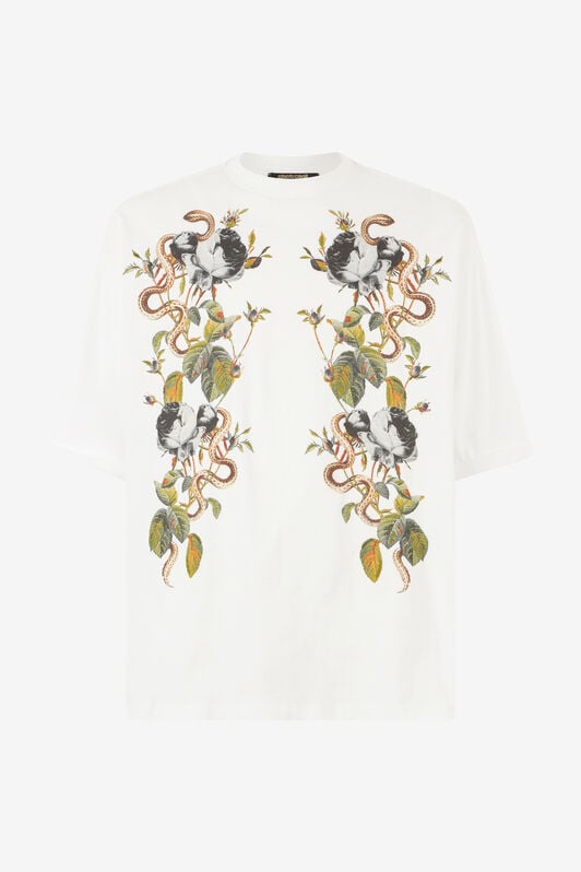 RC Camiseta Con Rosas Y Serpientes RC Camiseta Con Rosas Y Serpientes Blanco URT62S-JD060