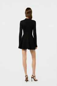 RC Black Knit Mini Dress with Leopard Motif BLACK XWM105-MO011