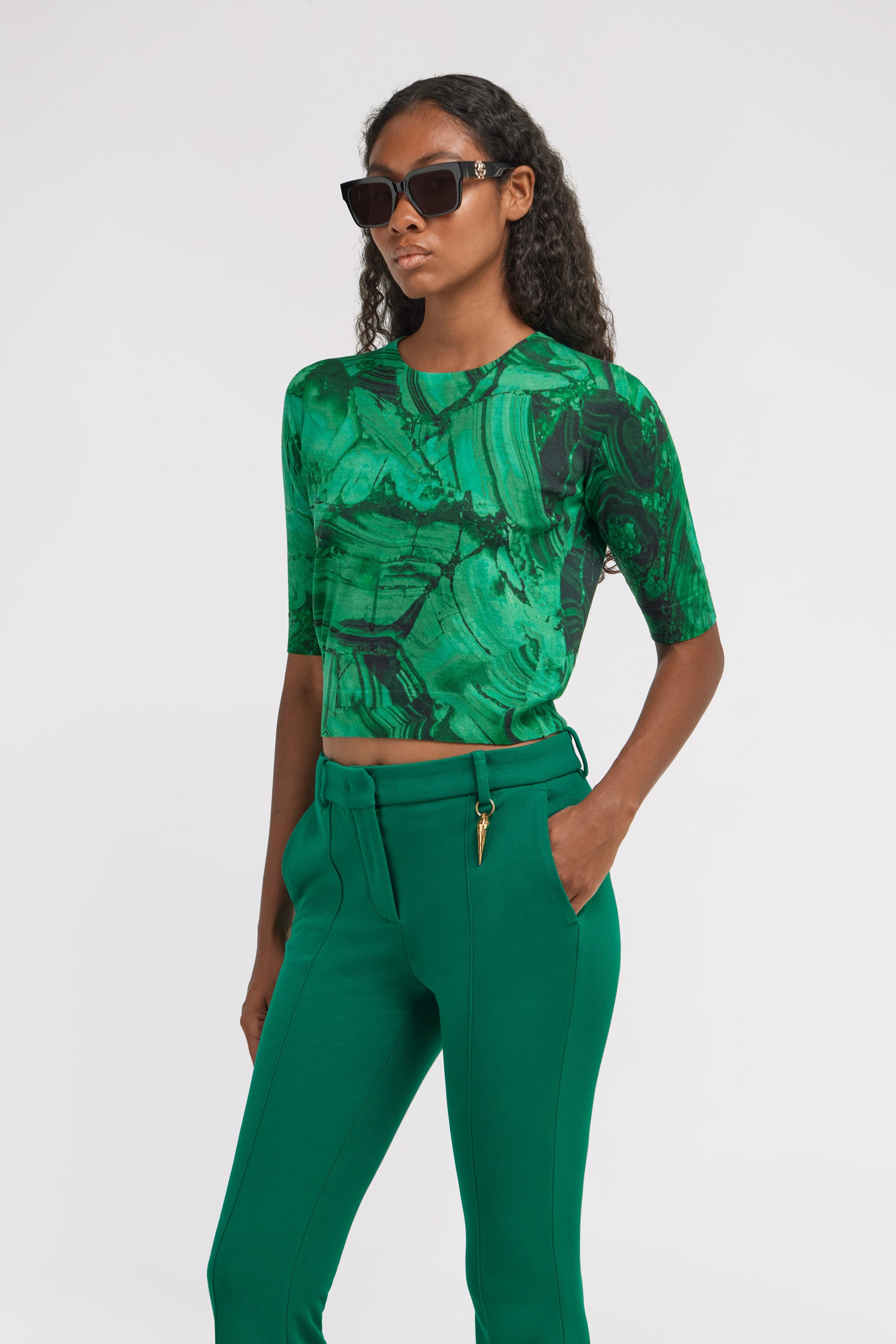 RC Malachite Print Short sleeve Knit RC Malachite Print Short sleeve Knit Green TKM612-MQ014