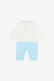 JU Monogram RC And Logo Hat, Bib And Romper Suit Set Light blue UJT817-JD001