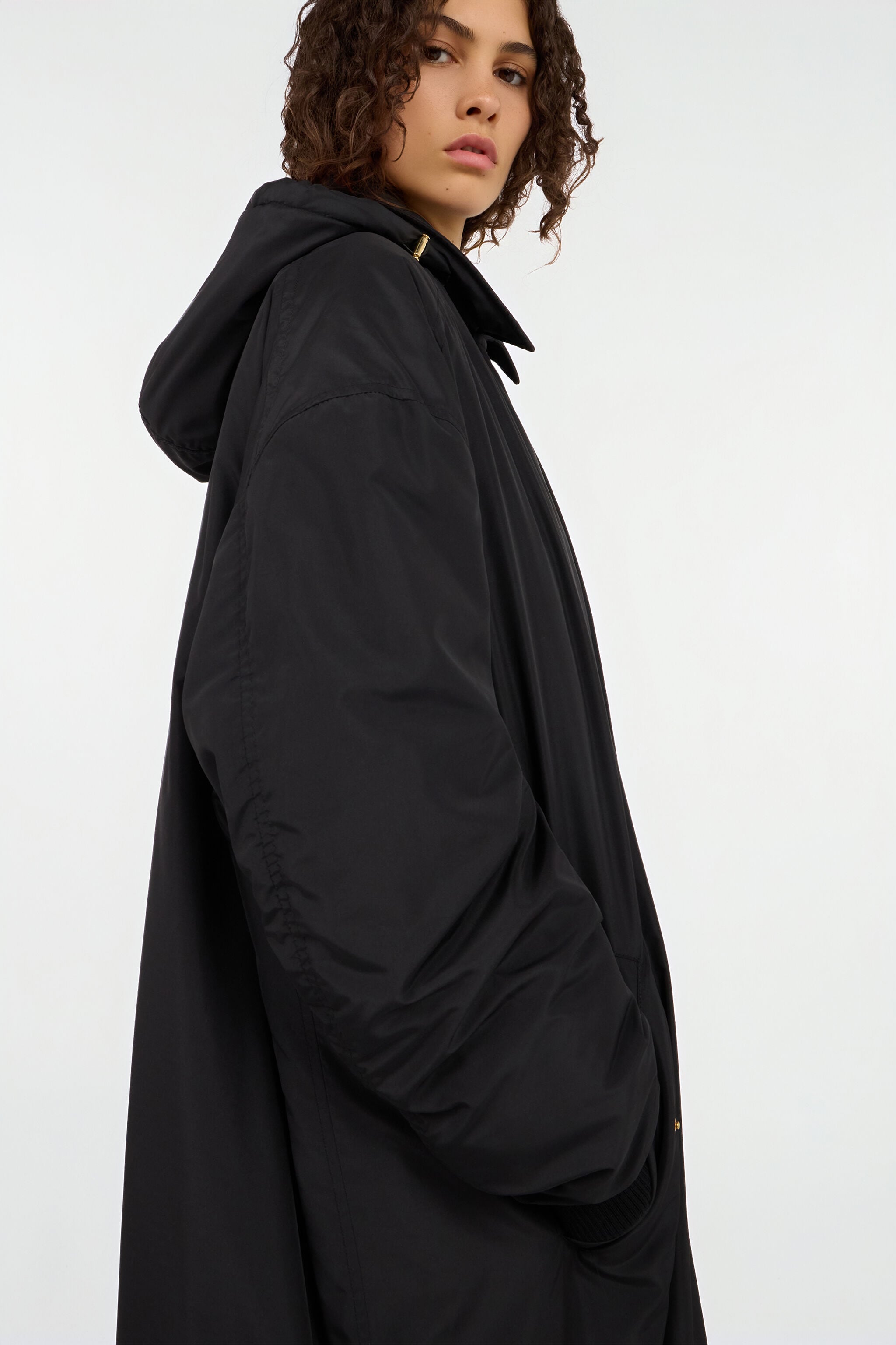 RC Long black down jacket with hood RC Long black down jacket with hood NERO 191101 VQT810-SB001