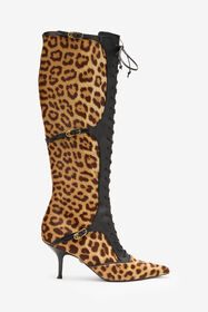 RC Botas De Punta Fina Con Cordones Leopard Skin Marrón VKS017-PZA92